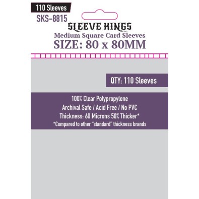 Sleeve Kings Medium Square Card Sleeves (80x80mm) - 110 Pack - SKS-8815 Sleeve Kings Medium Square Card Sleeves (80x80mm) - 110 Pack - SKS-8815