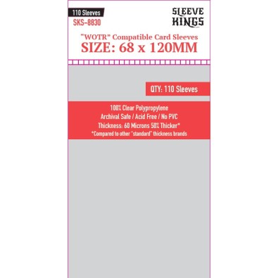 WOTR Perfect Compatible Sleeves (68x120mm) - 110 Pack - SKS-8830Sleeve Kings  WOTR Perfect Compatible Sleeves (68x120mm) - 110 Pack - SKS-8830Sleeve Kings