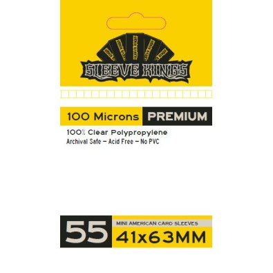 Sleeve Kings Premium Mini American Card Sleeves (41x63mm) - 55 Pack, 100 Microns - SKS-9901 Sleeve Kings Premium Mini American Card Sleeves (41x63mm) - 55 Pack, 100 Microns - SKS-9901