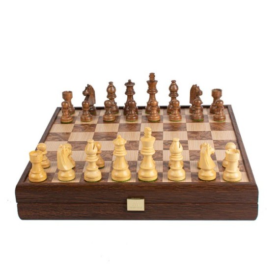 Handcrafted Walnut Burl Chess Set - 35x35cm with Staunton Chessmen (7.6cm King)