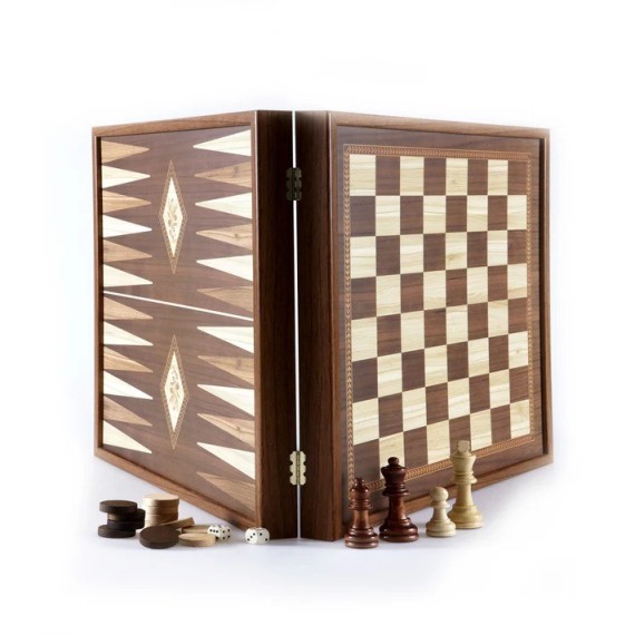 Classic Style 4-in-1 Combo Game Set: Chess, Backgammon, Ludo & Snakes