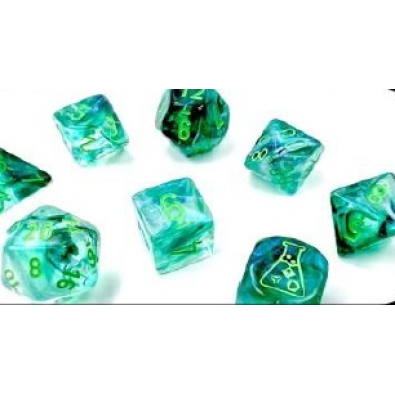 Lab Dice 6 Borealis Polyhedral Kelp/light green Luminary 7-Die Set