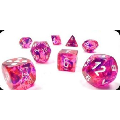 Lab Dice 6 Borealis Polyhedral Blood Orange/white Luminary 7-Die Set (with bonus die)