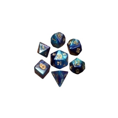 Mini Polyhedral Dice Set Ethereal Light Blue with White Numbers
