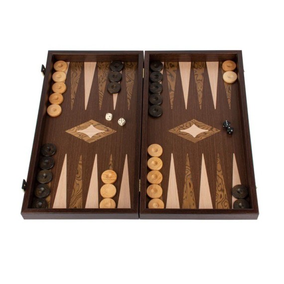 Handcrafted Wenge 3-in-1 Chess, Backgammon, and Checkers Set - Elegant Marquetry Design