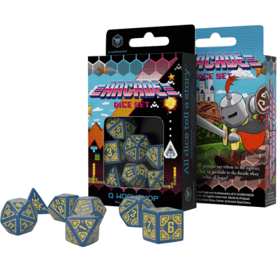 Arcade Blue & yellow Dice Set (7)