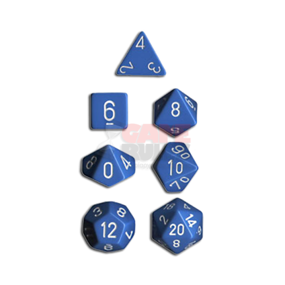 Opaque Dice Set - Blue/White x7