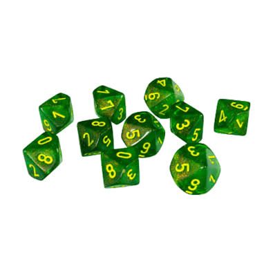 Borealis Maple Green/yellow Set of Ten d10's