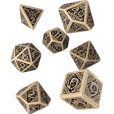 Celtic 3D Revised Beige & black Dice Set (7)