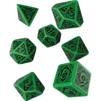 Celtic 3D Revised Green & black Dice Set (7)