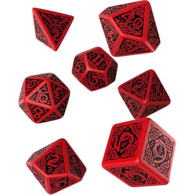Celtic 3D Revised Red & black Dice Set (7)