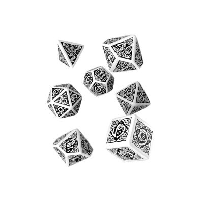 Celtic 3D Revised White & black Dice Set (7)