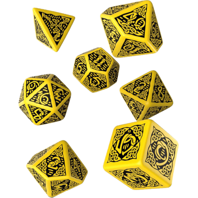 Celtic 3D Revised Yellow & black Dice Set (7)