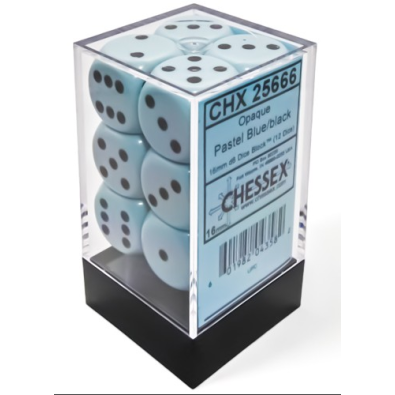 Opaque Pastel Blue/Black 16mm D6 (12)