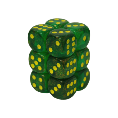 Borealis 16mm d6 Maple Greenyellow Dice Set x12