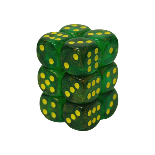 Borealis 16mm d6 Maple Greenyellow Dice Set x12