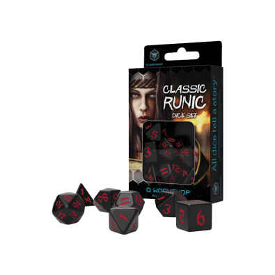 Classic Runic Black & red Dice Set (7)