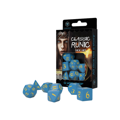 Classic Runic Blue & yellow Dice Set (7)