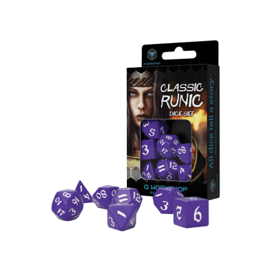 Classic Runic Purple & white Dice Set (7)