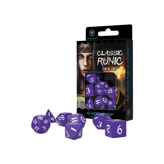 Classic Runic Purple & white Dice Set (7)