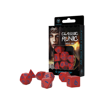 Classic Runic Red & blue Dice Set (7)