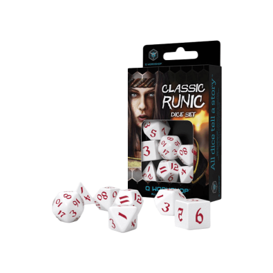 Classic Runic White & red Dice Set (7)