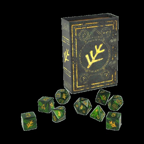 Elder Dice: Green Lovecraft Elder Sign Polyhedral Set