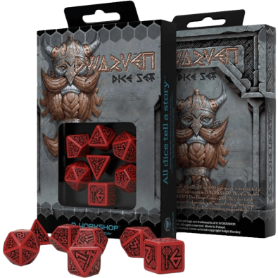 Dice Set: Dwarven Black & Red x7