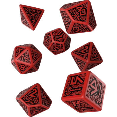 Dice Set: Dwarven Black & Red x7