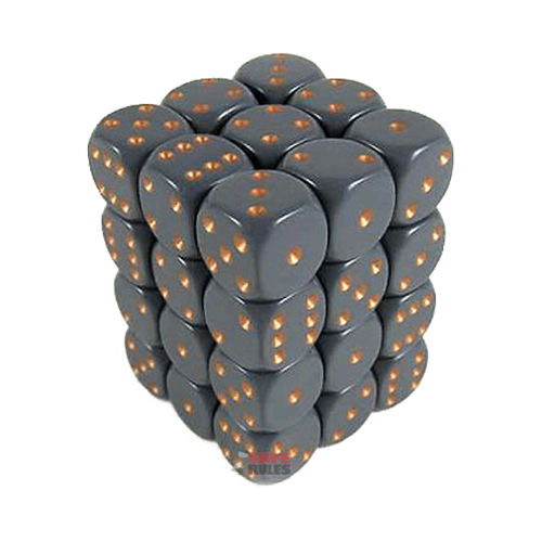 Opaque Dice D6 (12mm) - Dark Grey/Copper x36