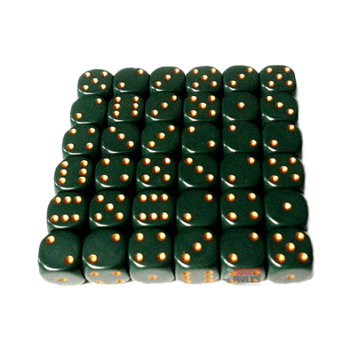 Opaque Dice D6 (12mm) - Dust Green/Copper x36