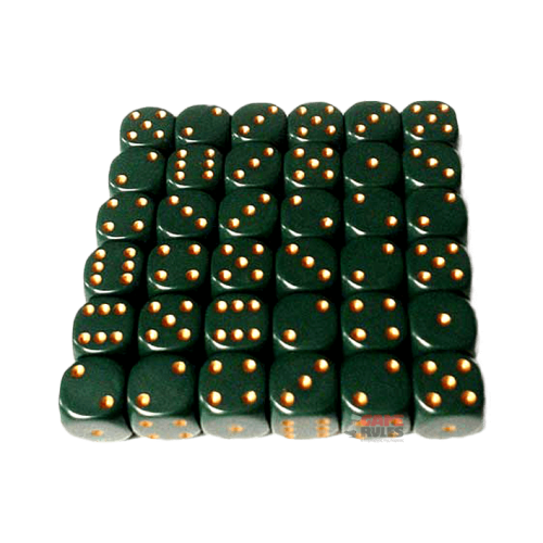 Opaque Dice D6 (12mm) - Dust Green/Copper x36