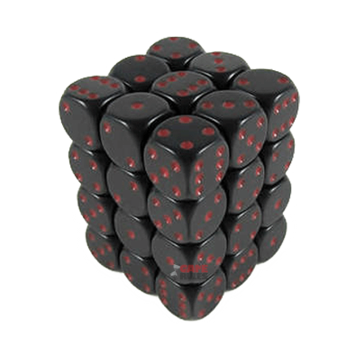 Opaque Dice D6 (12mm) - Lt. Black/Red x36
