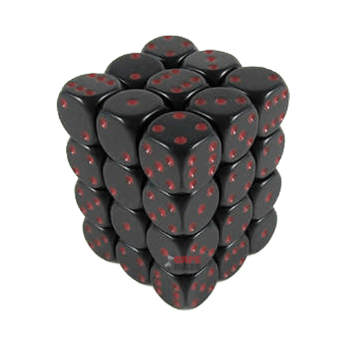 Opaque Dice D6 (12mm) - Lt. Black/Red x36