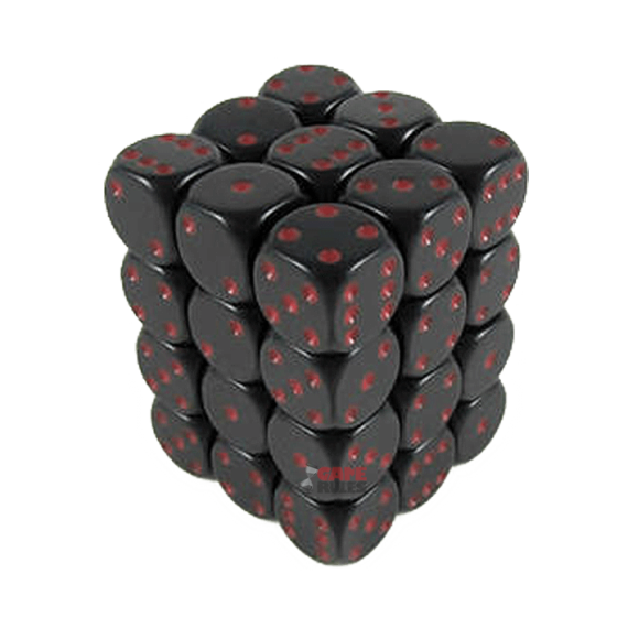 Opaque Dice D6 (12mm) - Lt. Black/Red x36