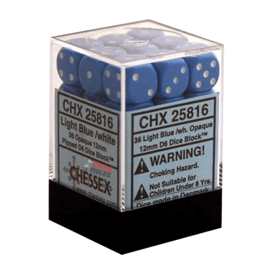 Opaque Dice D6 (12mm) - Lt. Blue/White x36