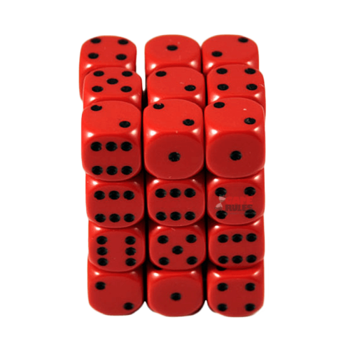 Opaque Dice D6 (12mm) - Red/Black x36