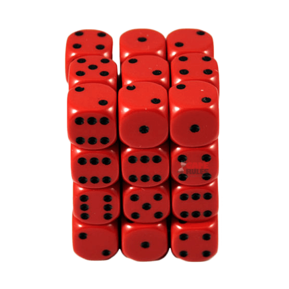 Opaque Dice D6 (12mm) - Red/Black x36