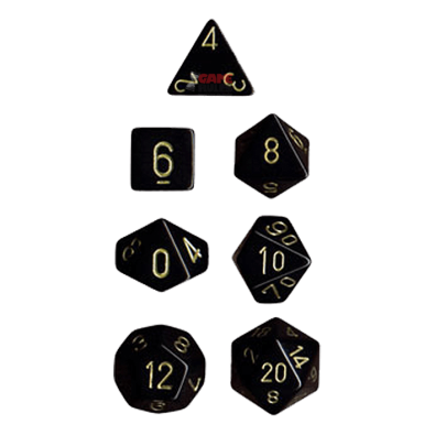 Opaque Dice Set - Black/Gold  x7
