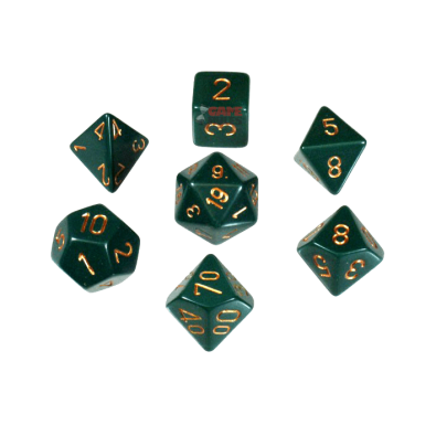 Opaque Dice Set - Dust Green/Copper x7