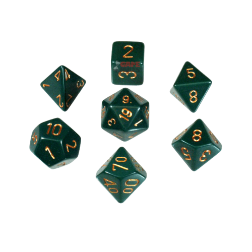 Opaque Dice Set - Dust Green/Copper x7