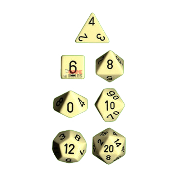 Opaque Dice Set - Ivory/Black x7