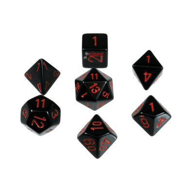 Opaque Dice Set - Light Black/Red x7