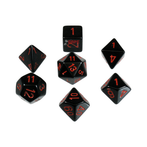 Opaque Dice Set - Light Black/Red x7