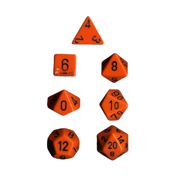 Opaque Dice Set - Orange/Black  x7