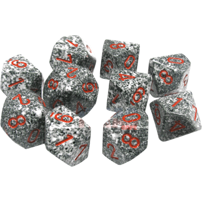 Speckled Dice Set D10 - Granite x10