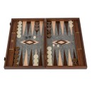 Premium Handcrafted Pearly Grey Vavona Backgammon Set - Luxury Board Game with Oak & Wenge Accents