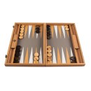 Premium Leatherette Grey Beige Ostrich Tote Backgammon Set