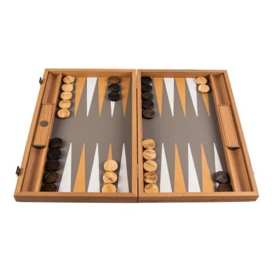 Premium Leatherette Grey Beige Ostrich Tote Backgammon Set Premium Leatherette Grey Beige Ostrich Tote Backgammon Set