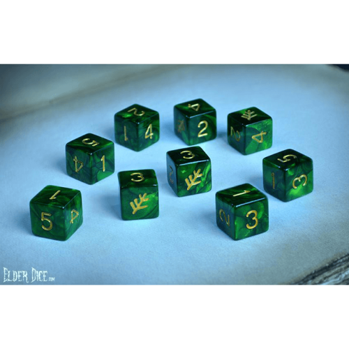 Elder Dice: Green Lovecraft Elder Sign (d6 Tube)